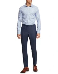 Oxford Beckton Small Check Shirt In Blue -Myer Clothing Shop 963312400 5 720x928