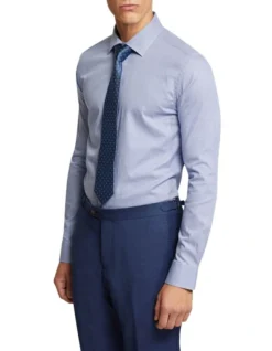 Oxford Beckton Mini Dobby Shirt In Blue -Myer Clothing Shop 963312490 3 720x928