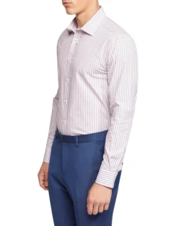 Oxford Beckton Striped Luxury Shirt In Navy/Lilac -Myer Clothing Shop 963313120 3 720x928