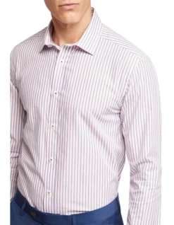 Oxford Beckton Striped Luxury Shirt In Navy/Lilac -Myer Clothing Shop 963313120 4 720x928