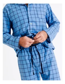 Essentials Long Sleeve Flannelette PJ Set 2 Tone Check In Blue -Myer Clothing Shop 963388180 5 720x928