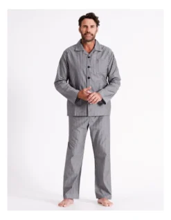 Essentials Long Sleeve Poplin PJ Set In Stripe