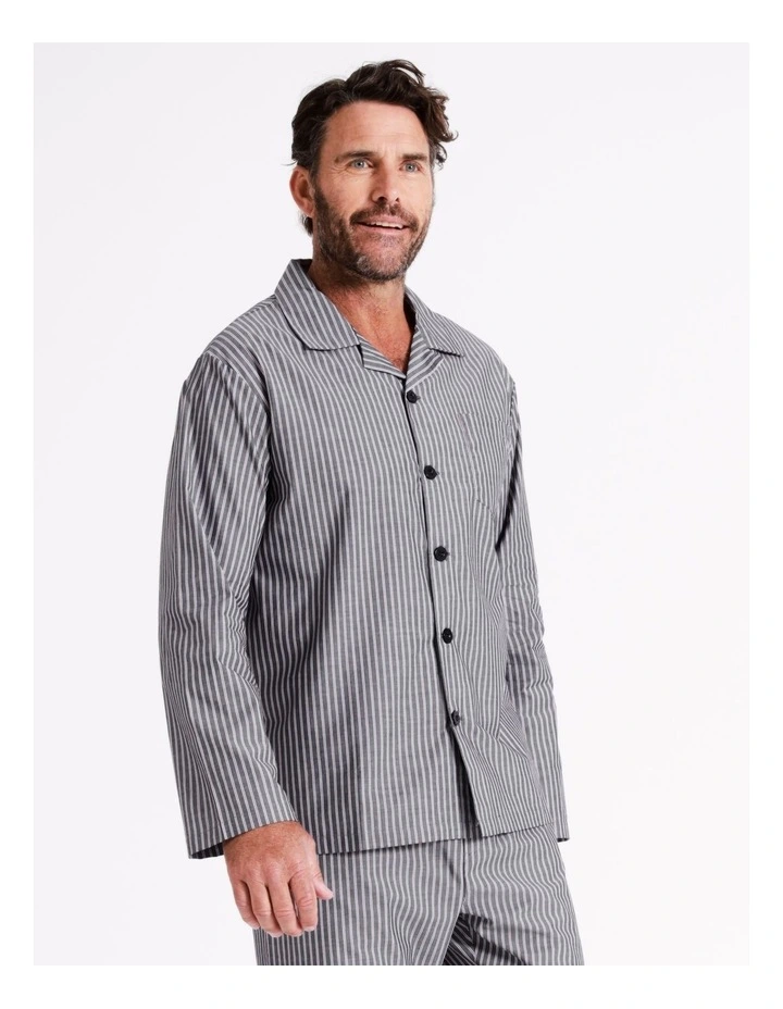 Essentials Long Sleeve Poplin PJ Set In Stripe 2 Essentials Long Sleeve Poplin PJ Set In Stripe - Image 2