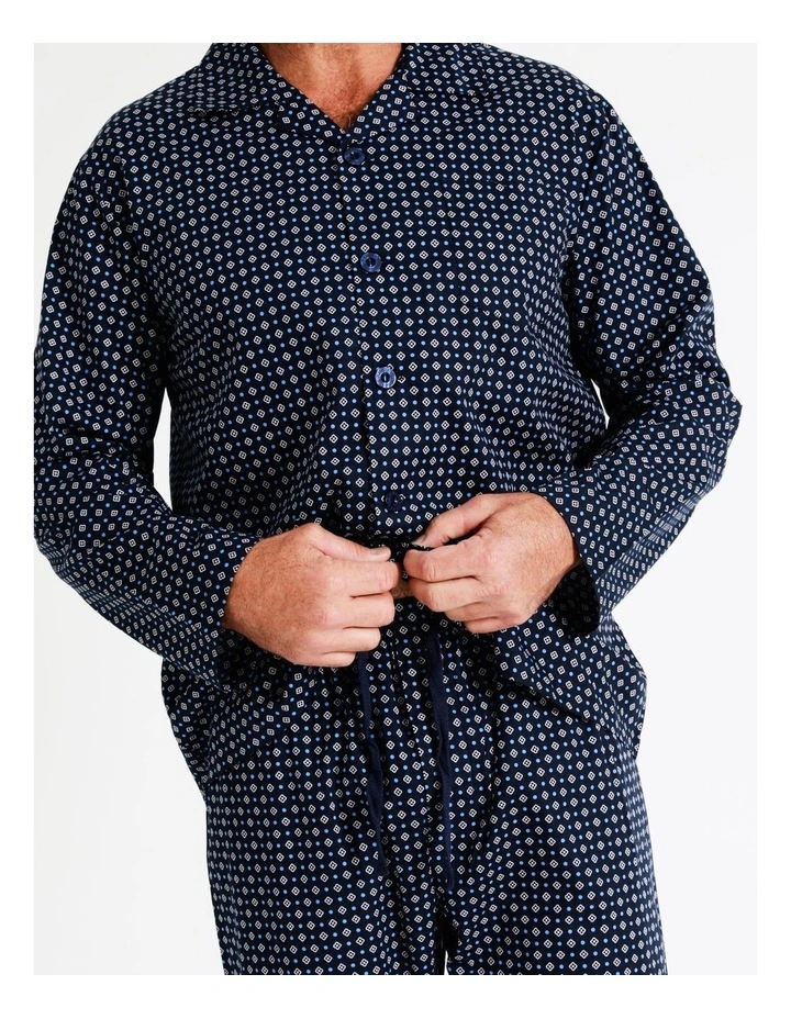 Essentials Long Sleeve Poplin PJ Set In Square Geo 3 Essentials Long Sleeve Poplin PJ Set In Square Geo - Image 3