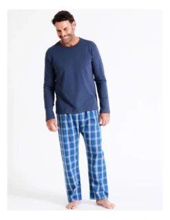 Essentials Long Sleeve Tee & Poplin Pant PJ Set In Classic Check
