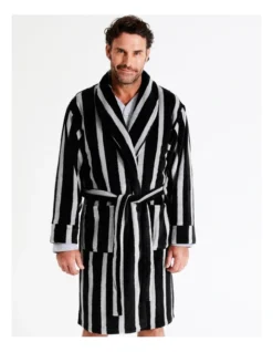 Shawl Stripe Robe In Black -Myer Clothing Shop 963389620 4 720x928