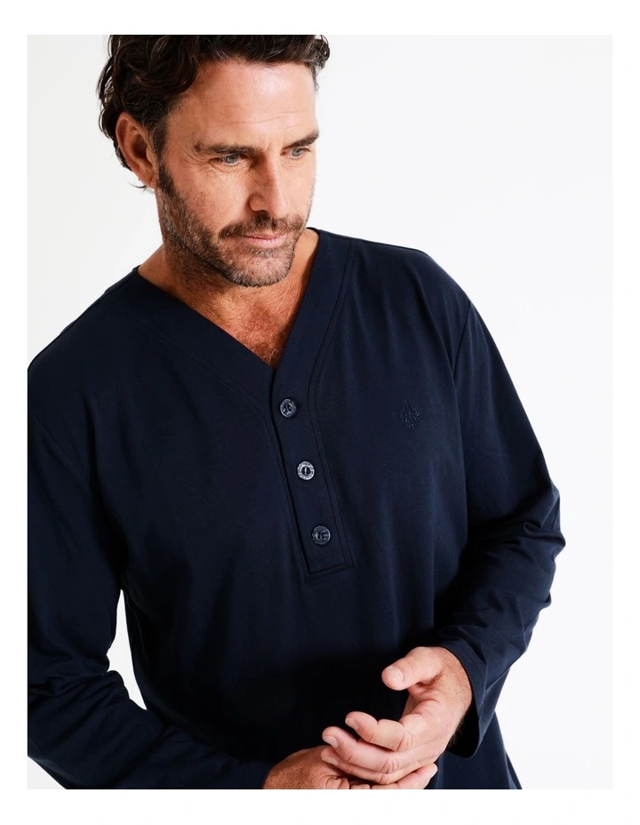 Long Sleeve Knit Niteshirt In Navy 2 Long Sleeve Knit Niteshirt In Navy - Image 2