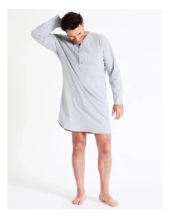 Long Sleeve Knit Niteshirt In Grey Marle -Myer Clothing Shop 963389890 5 720x928