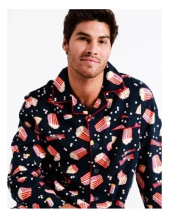 Long Sleeve Flannelette PJ Set Movie Night In Navy -Myer Clothing Shop 963390700 6 720x928
