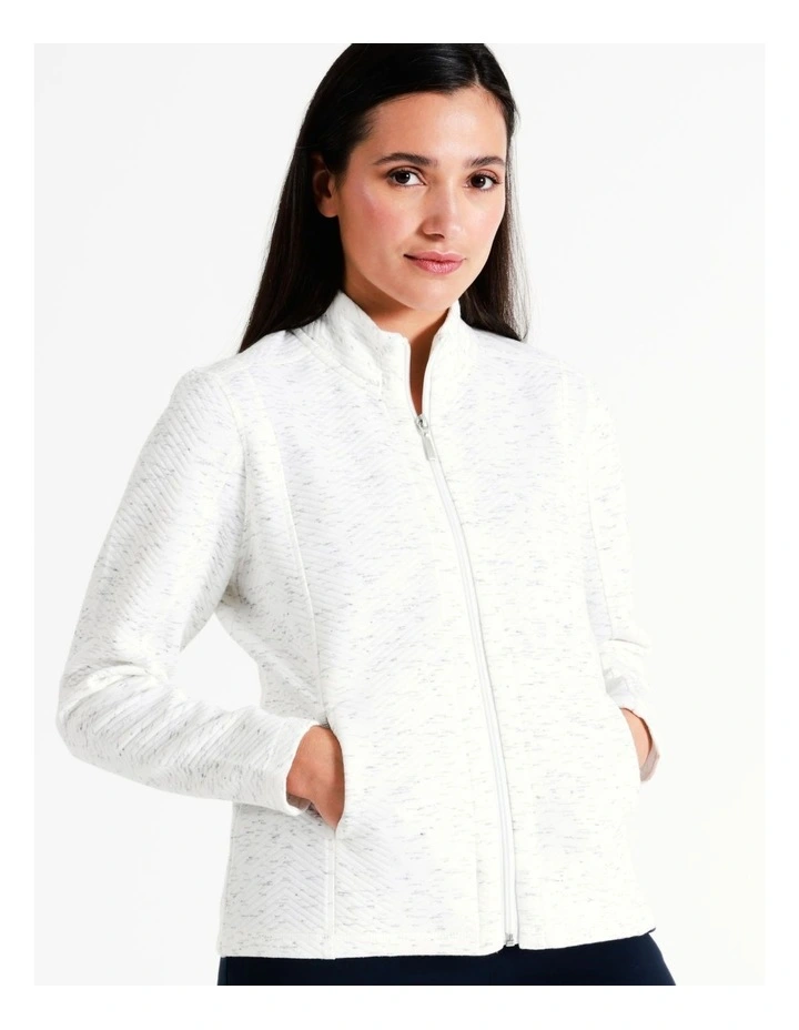 Regatta Recycled Polyester Zip Thru Chevron Jacquard Sweat Top In Ivory 3 Regatta Recycled Polyester Zip Thru Chevron Jacquard Sweat Top In Ivory - Image 3