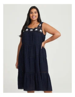 Cotton Crochet Trim Dress In Blue -Myer Clothing Shop 963516520 3 720x928