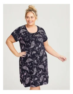 Bamboo Paisley Nightie Navy/lavender