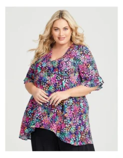 Empire V-neck Natural Tunic Print