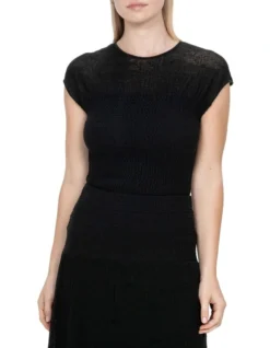 Sheer Crepe Ruched Knit In Black -Myer Clothing Shop 963716140 3 720x928