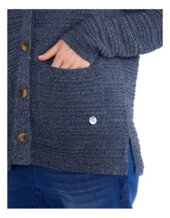 Ribbed Relaxed Cardigan In Blue -Myer Clothing Shop 963771850 4 720x928