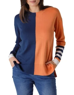 Colour Blocked Jumper In Yam Mix