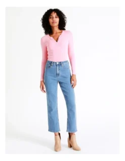 Recycled Blend Billie Straight Jean In Mid Blues