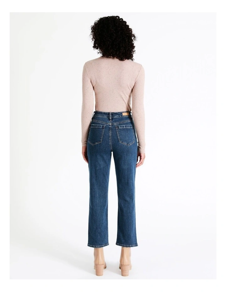 Recycled Blend Seam Detail Straight Jean In Mid Blues 6 Recycled Blend Seam Detail Straight Jean In Mid Blues - Image 6