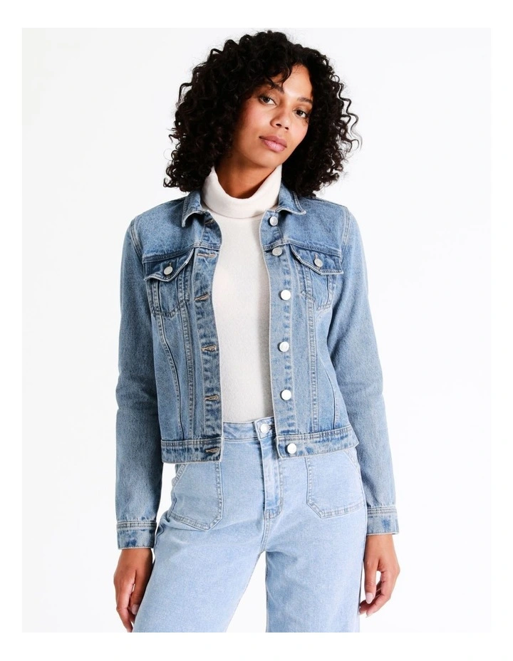 Recycled Blend Denim Jacket In Light Blue 1 Recycled Blend Denim Jacket In Light Blue