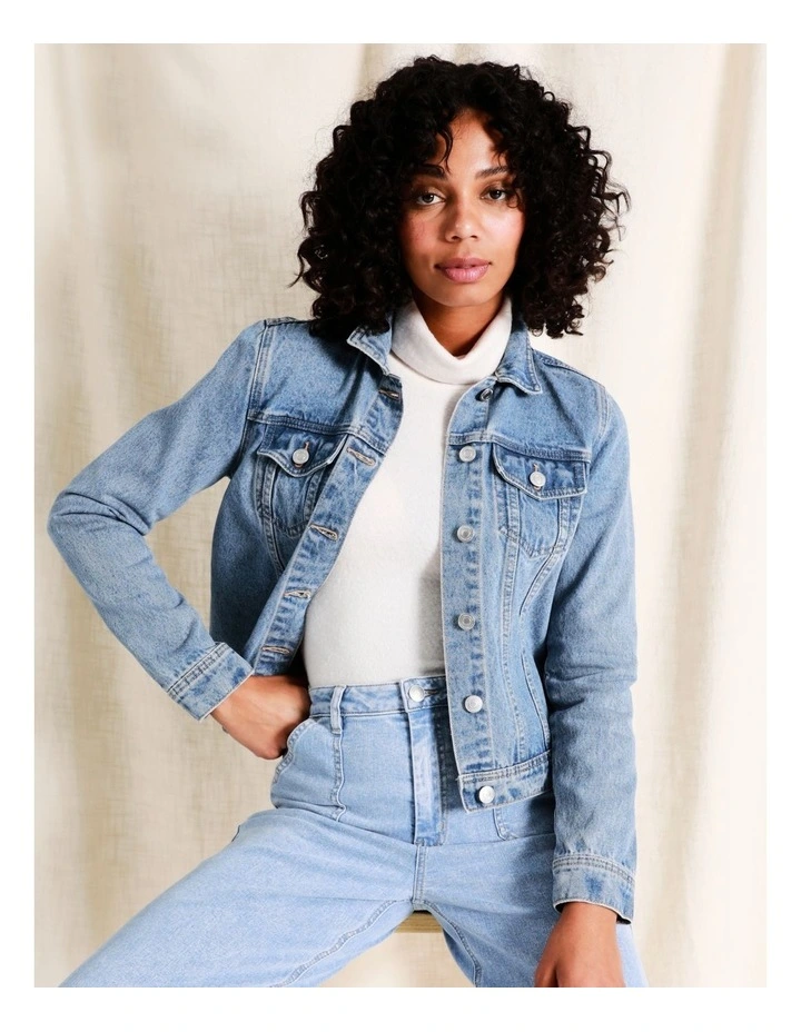 Recycled Blend Denim Jacket In Light Blue 2 Recycled Blend Denim Jacket In Light Blue - Image 2