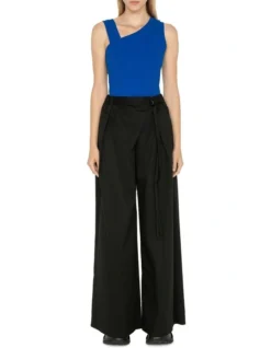 Asymmetric Cotton Rib Tank In Sea Blue