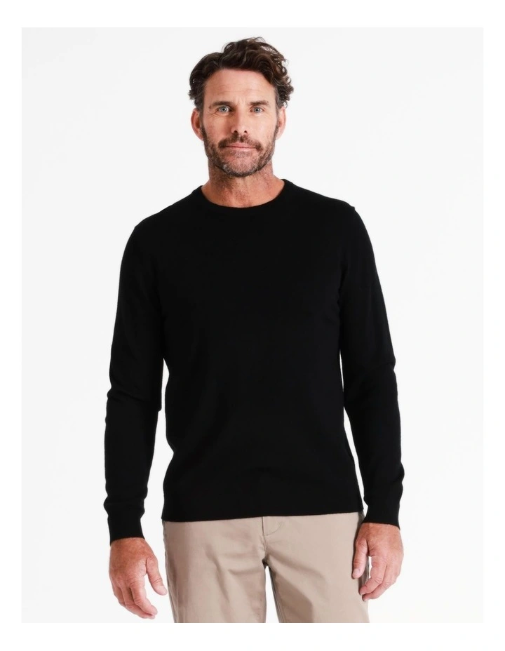 Australian Merino Crew Neck Knit In Black 1 Australian Merino Crew Neck Knit In Black