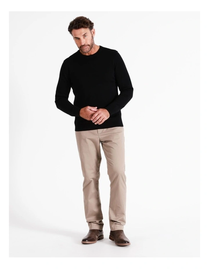 Australian Merino Crew Neck Knit In Black 2 Australian Merino Crew Neck Knit In Black - Image 2