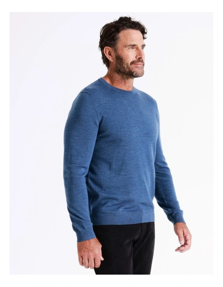 Australian Merino Crew Neck Knit In Blue 4 Australian Merino Crew Neck Knit In Blue - Image 4