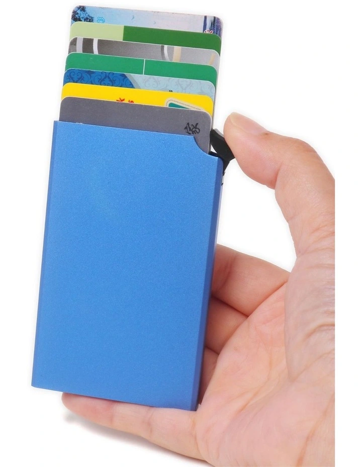 Hervey Minimalist Unisex Card Holder In Blue 3 Hervey Minimalist Unisex Card Holder In Blue - Image 3