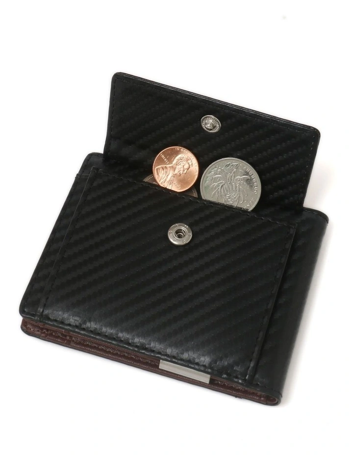 Yamba Vegan Minimalist Slim Bifold Front Pocket Wallet In Black/Brown 4 Yamba Vegan Minimalist Slim Bifold Front Pocket Wallet In Black/Brown - Image 4