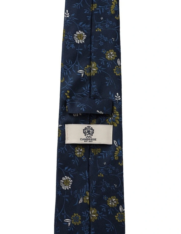 Cambridge Floral Silk Tie In Green 2 Cambridge Floral Silk Tie In Green - Image 2
