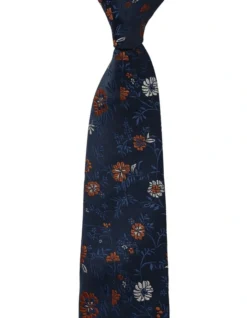 Cambridge Floral Silk Tie In Orange