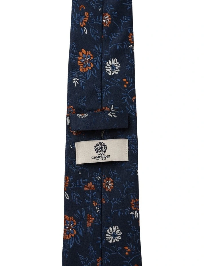 Cambridge Floral Silk Tie In Orange 2 Cambridge Floral Silk Tie In Orange - Image 2