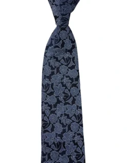 Cambridge Graphic Floral Silk Tie In Blue