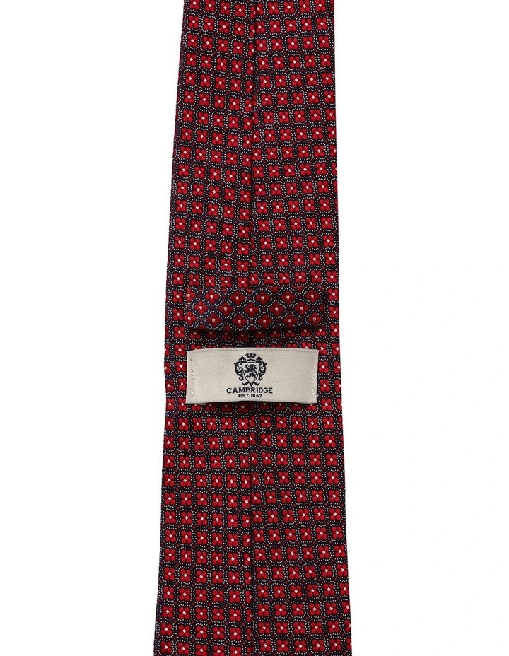 Cambridge Micro Foulard Silk Tie In Red 2 Cambridge Micro Foulard Silk Tie In Red - Image 2