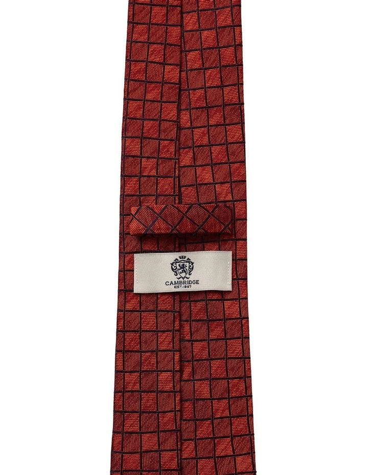 Cambridge Lattice Silk Tie In Brown 2 Cambridge Lattice Silk Tie In Brown - Image 2