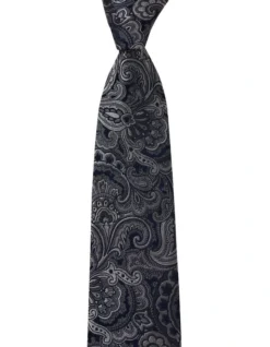 Cambridge Luxe Paisley Silk Tie In Grey