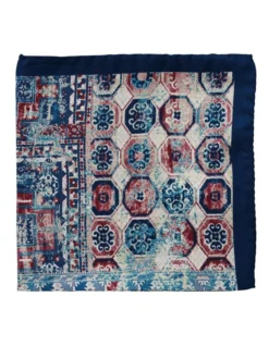 Cambridge Fresco Silk Pocket Square In Navy