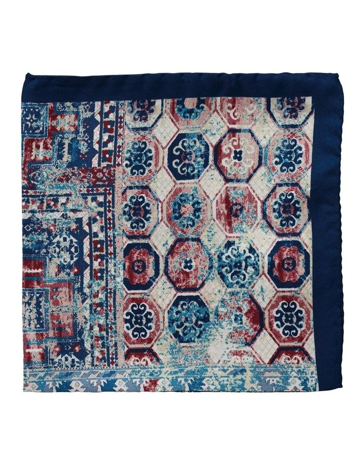 Cambridge Fresco Silk Pocket Square In Navy 1 Cambridge Fresco Silk Pocket Square In Navy