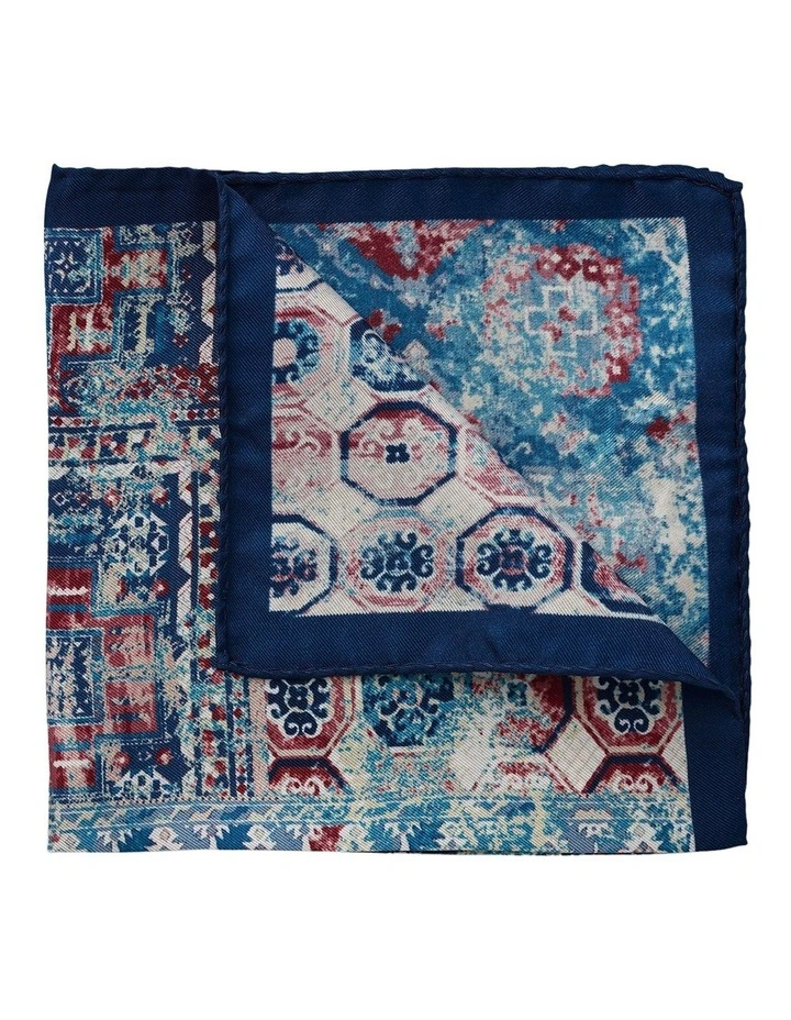 Cambridge Fresco Silk Pocket Square In Navy 2 Cambridge Fresco Silk Pocket Square In Navy - Image 2