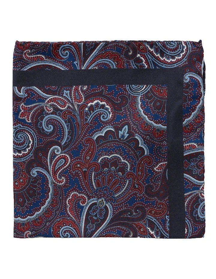 Cambridge Paisley Silk Pocket Square In Red 1 Cambridge Paisley Silk Pocket Square In Red