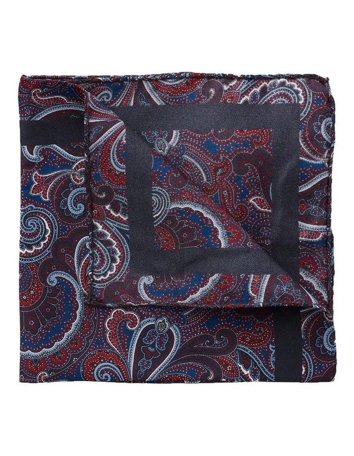 Cambridge Paisley Silk Pocket Square In Red 2 Cambridge Paisley Silk Pocket Square In Red - Image 2