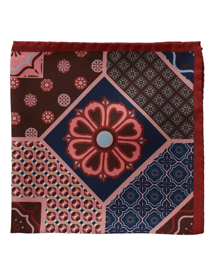 Cambridge Geo Foulard Silk Pocket Square In Pink 1 Cambridge Geo Foulard Silk Pocket Square In Pink