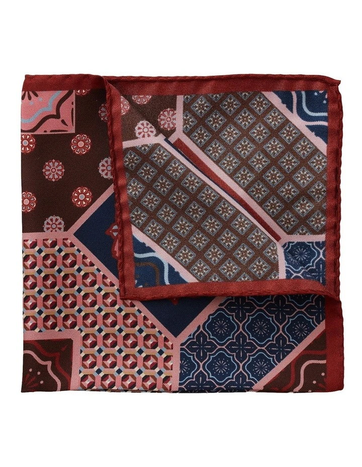 Cambridge Geo Foulard Silk Pocket Square In Pink 2 Cambridge Geo Foulard Silk Pocket Square In Pink - Image 2