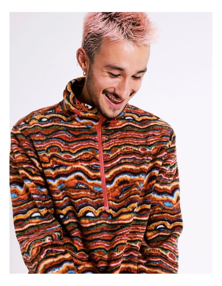 Mina Mina Jukurrpa Ngalyipi Printed 1/4 Zip Sweat In Orange 2 Mina Mina Jukurrpa Ngalyipi Printed 1/4 Zip Sweat In Orange - Image 2