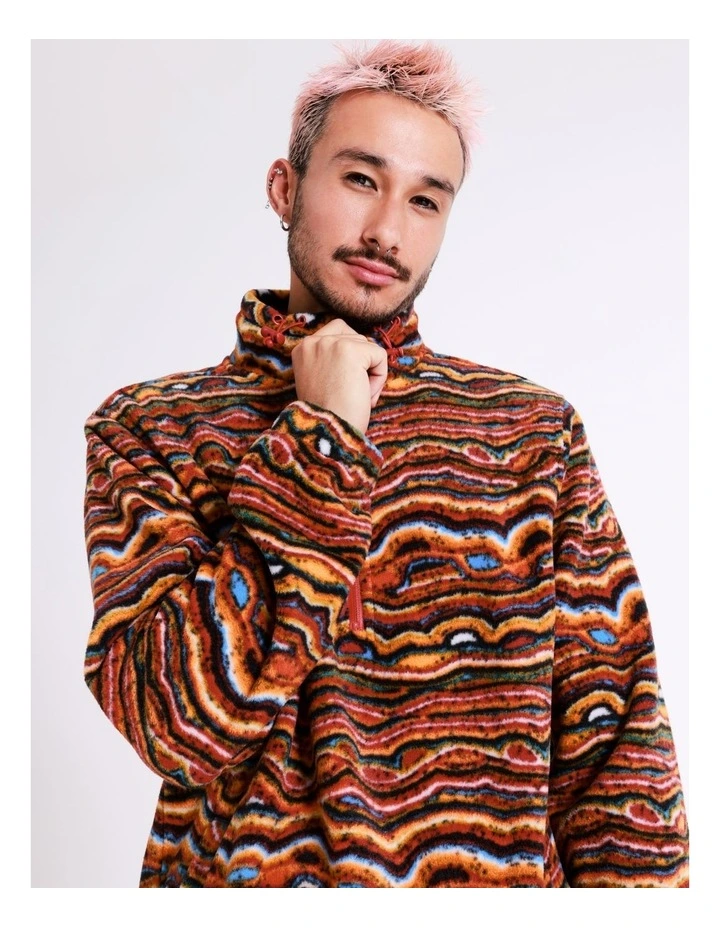 Mina Mina Jukurrpa Ngalyipi Printed 1/4 Zip Sweat In Orange 5 Mina Mina Jukurrpa Ngalyipi Printed 1/4 Zip Sweat In Orange - Image 5