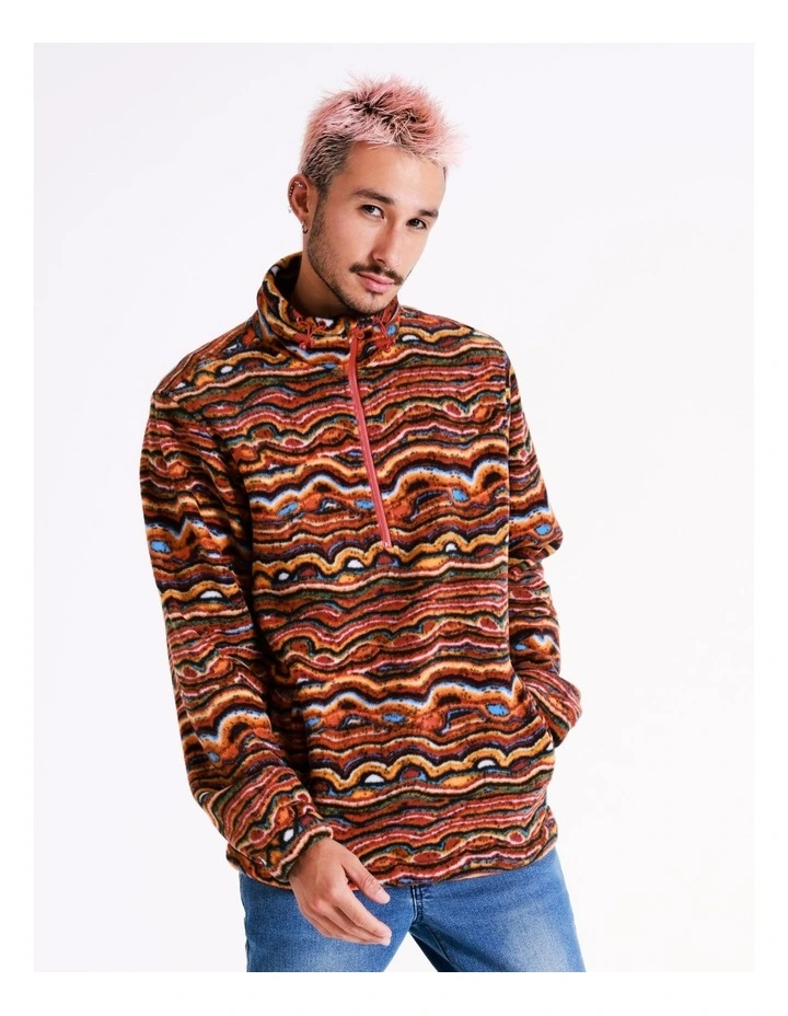 Mina Mina Jukurrpa Ngalyipi Printed 1/4 Zip Sweat In Orange 6 Mina Mina Jukurrpa Ngalyipi Printed 1/4 Zip Sweat In Orange - Image 6