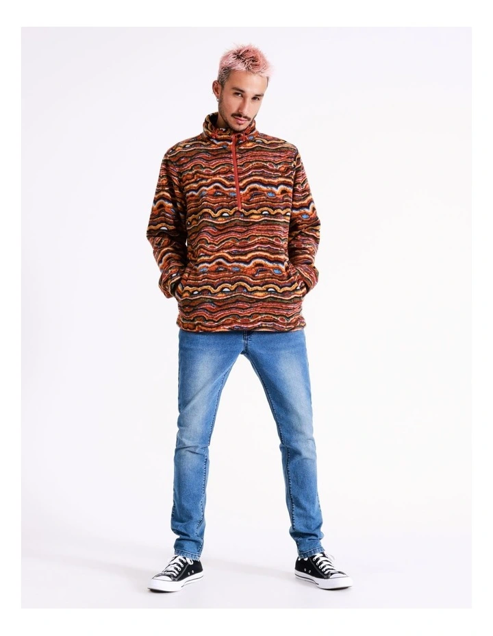 Mina Mina Jukurrpa Ngalyipi Printed 1/4 Zip Sweat In Orange 7 Mina Mina Jukurrpa Ngalyipi Printed 1/4 Zip Sweat In Orange - Image 7