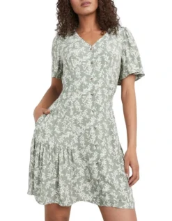 French Connection Flutter Sleeve Tea Dress