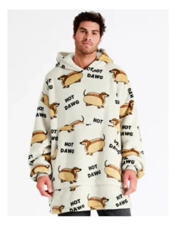 Hot Dawg Oversized Sleep Hoodie In Grey -Myer Clothing Shop 965972620 3 720x928